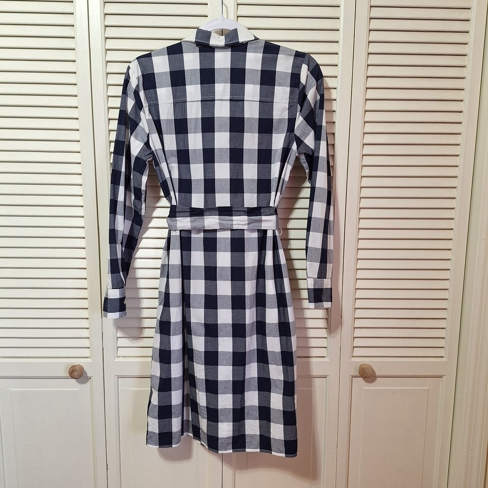 J Crew Womens Size 2 Tie Belt Poplin Longsleeve Shirt Dress Button Front Pockets - Picture 7 of 15